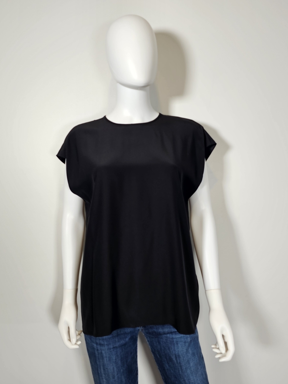 Banana Republic Dolman Black Loose Fit Boxy Silk Blouse Sz M Tall